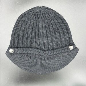NEW Coach Woman’s Black Knit Winter Hat with Visor Brim